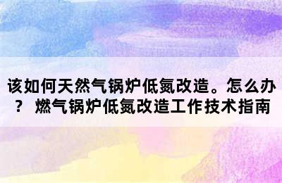 该如何天然气锅炉低氮改造。怎么办？ 燃气锅炉低氮改造工作技术指南